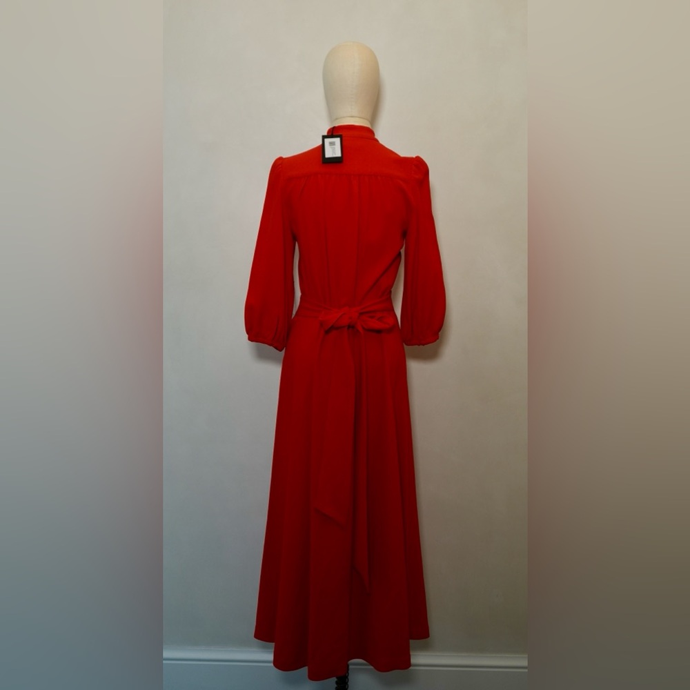 Belle Freud Red Long Sleeve Midi Dress - Elegant Button-Front - Picture 2 of 5